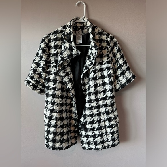Worthington Petite Women’s Houndstooth Short Sleeve Blazer Size Petite‎ Small - Picture 1 of 15